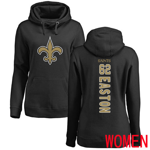 New Orleans Saints Black Women Nick Easton Backer NFL Football #62 Pullover Hoodie Sweatshirts->nfl t-shirts->Sports Accessory